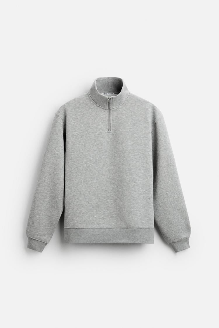 Sweat a zip sur le col - Blanc Cassé
