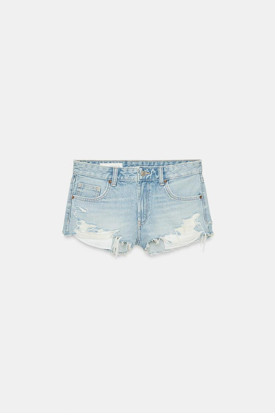SHORT EN DENIM TRF DÉCHIRÉ TAILLE MOYENNE