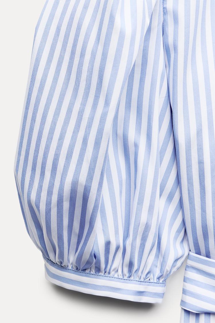 Robe en popeline a rayures - Bleu
