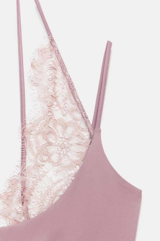 BODY HALTER AVEC DENTELLE COMBINÉE