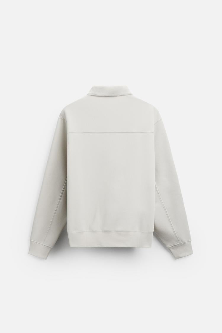 Sweat a zip sur le col - Blanc Cassé