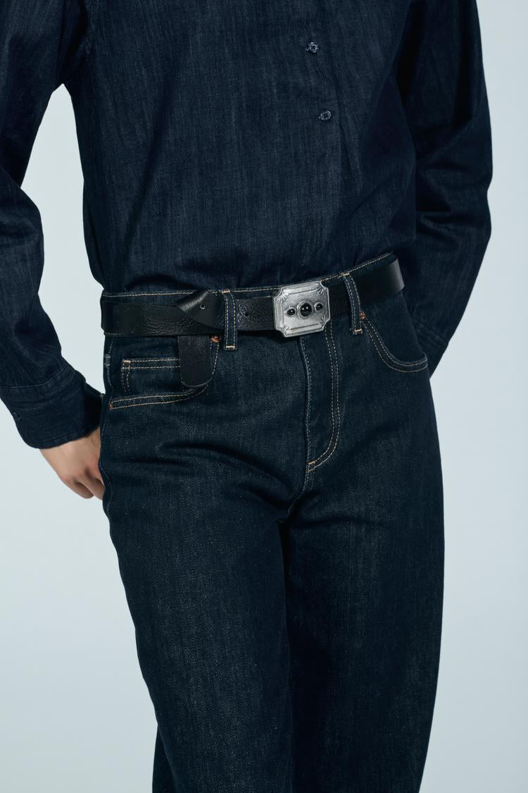 Jean trf wide leg taille normale - Bleu nuit
