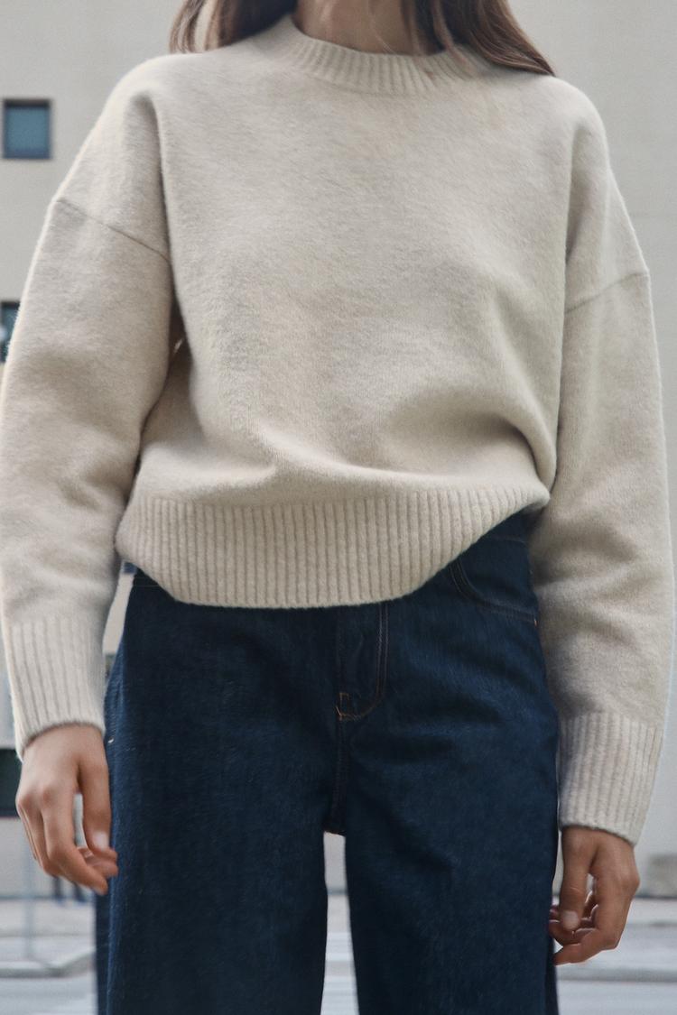 Pull doux en maille unie - écru