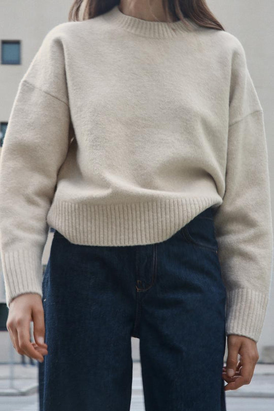 Pull doux en maille unie - écru