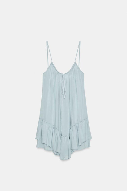 ROBE COURTE FLUIDE À VOLANT