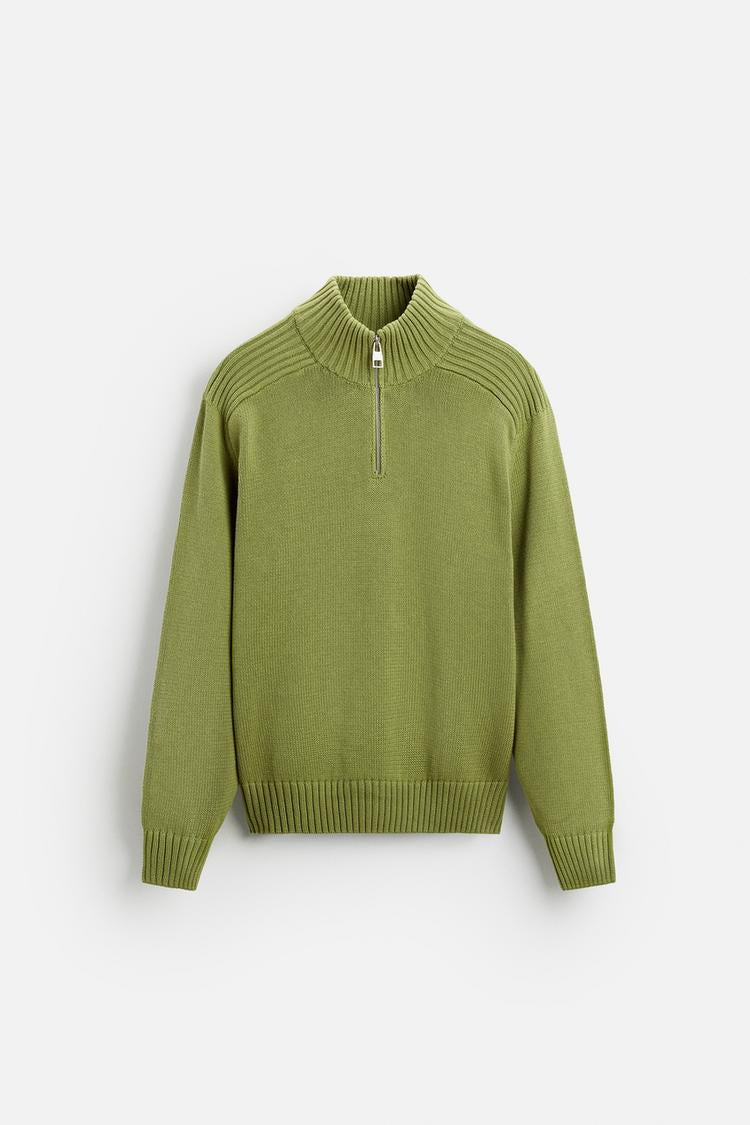 Pull à col cheminée avec zip - Noir
