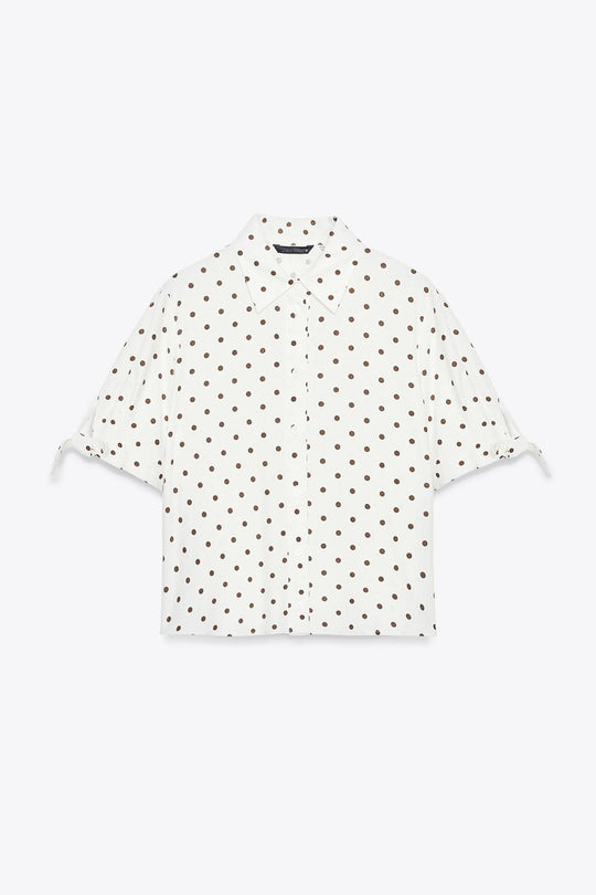 CHEMISE MANCHES COURTES AVEC LACETS EN RAMIE
