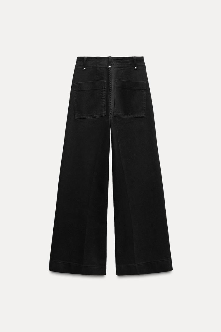 Jean coupe droite large et taille haute - Noir