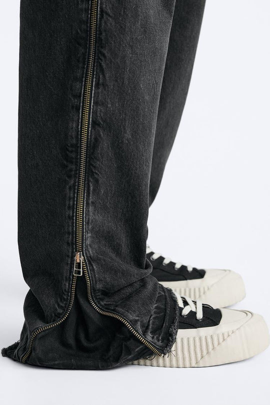 Jean flare fit zippé - Noir