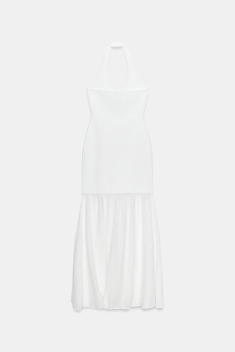 ROBE LONGUE HALTER EN MAILLE BIMATIÈRE