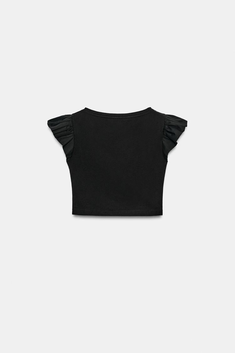 T-SHIRT MANCHES COURTES À VOLANTS