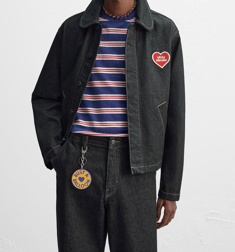 Blouson cropped en denim x Harry Lambert