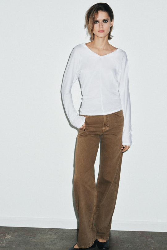 T-SHIRT EN COTON COL EN V