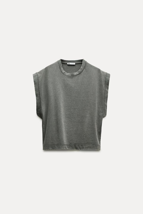 T-shirt épais effet délavé - Blanc
