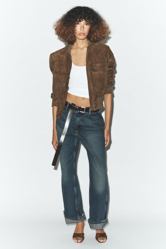 VESTE BOMBER COL MONTANT CÔTELÉ