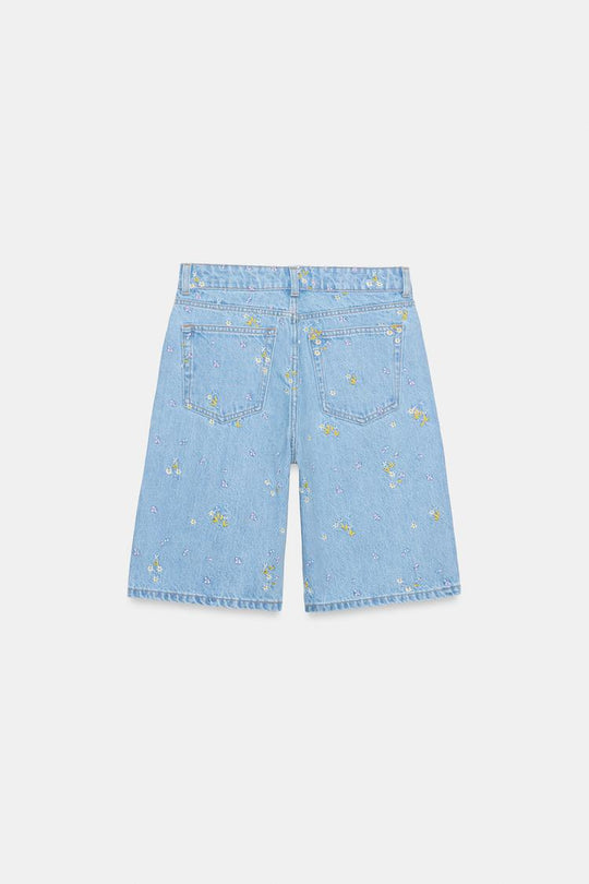SHORT Z1975 EN JEAN BRODERIES FLEURIES ENSEMBLE