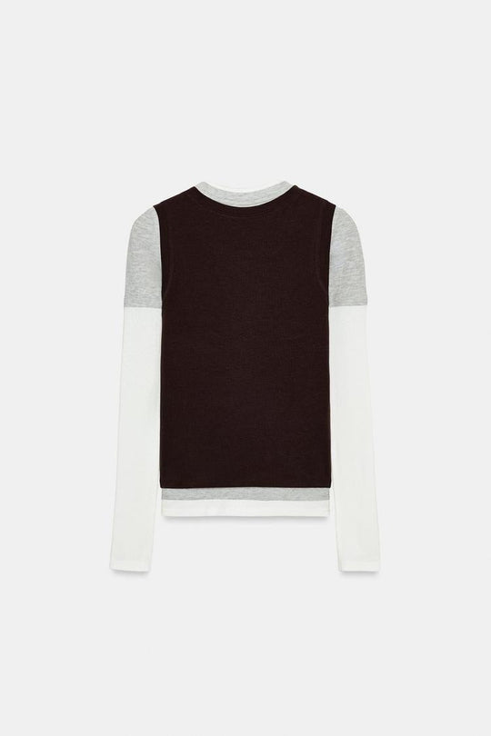 T-SHIRT EFFET TRIPLE À MANCHES LONGUES