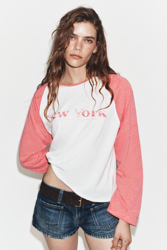 T-SHIRT FLAMÉ À MANCHES RAGLAN