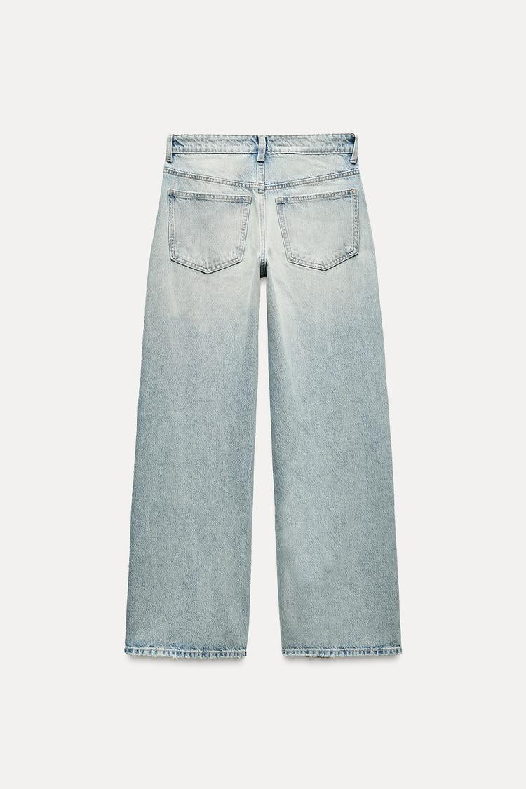 Jean trf wide leg taille normale - Bleu soutenu