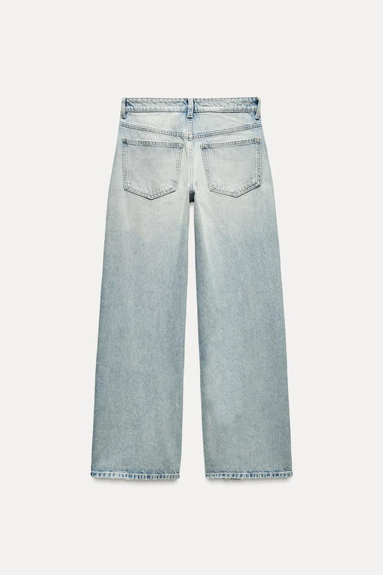 Jean trf wide leg taille normale - Bleu nuit
