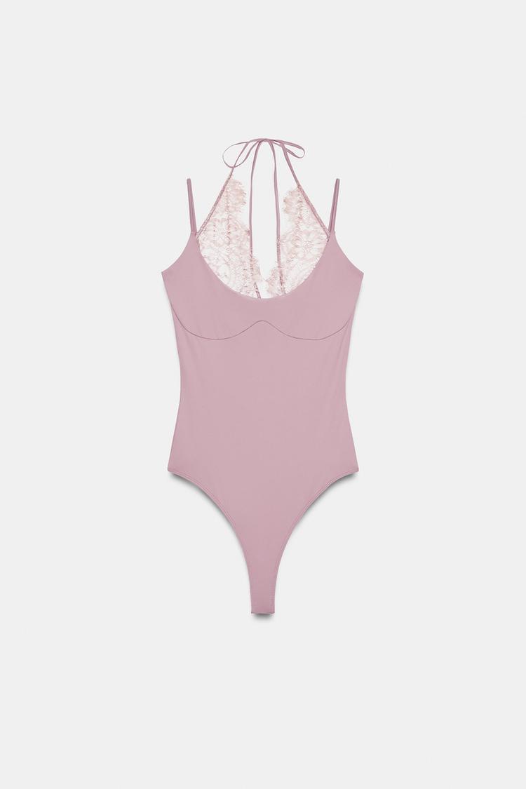 BODY HALTER AVEC DENTELLE COMBINÉE