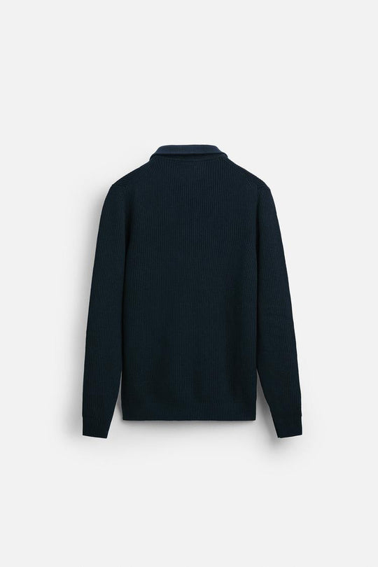 Pull zippé à col - écru