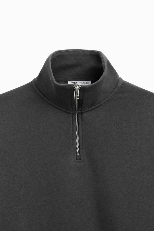 Sweat a zip sur le col - Gris