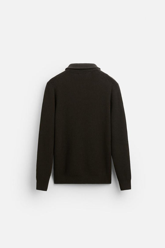Pull zippé à col - écru