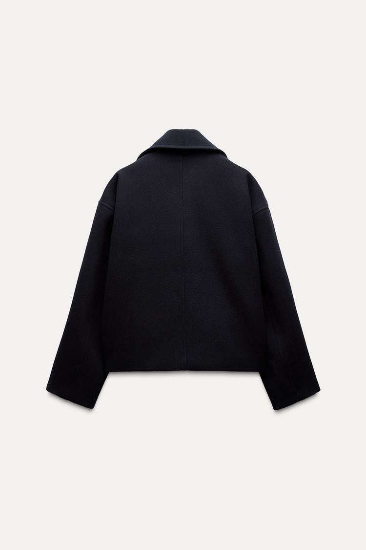 Manteau court croisé - Bleu marine