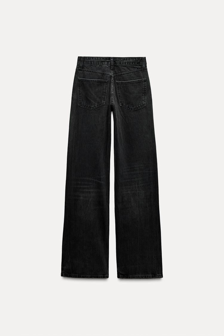 Jean trf wide leg taille normale - Noir
