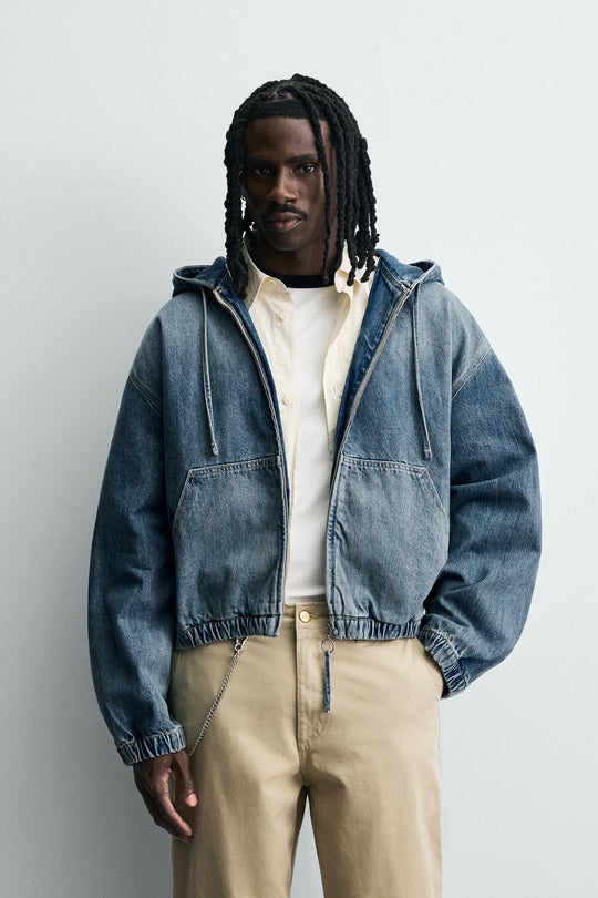 VESTE DÉLAVÉE À CAPUCHE