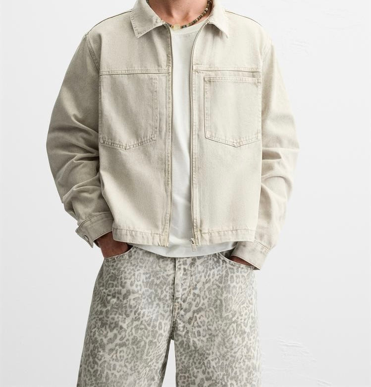 Cropped denim overshirt