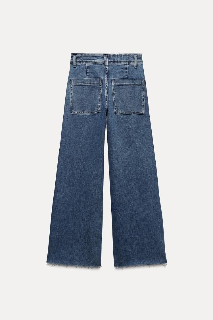 Jean collection zw marine droit a taille haute - Bleu