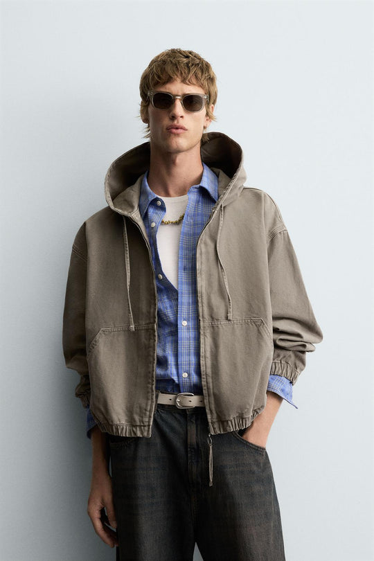 VESTE DÉLAVÉE À CAPUCHE