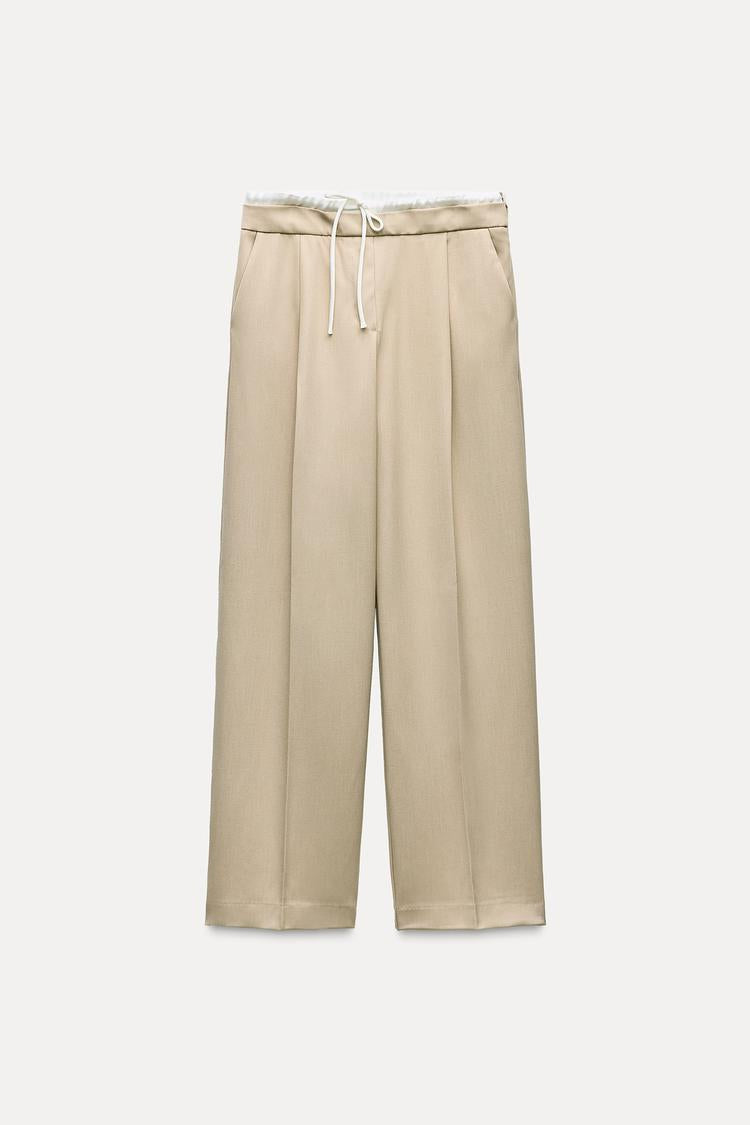 Pantalon large a taille double - Gris
