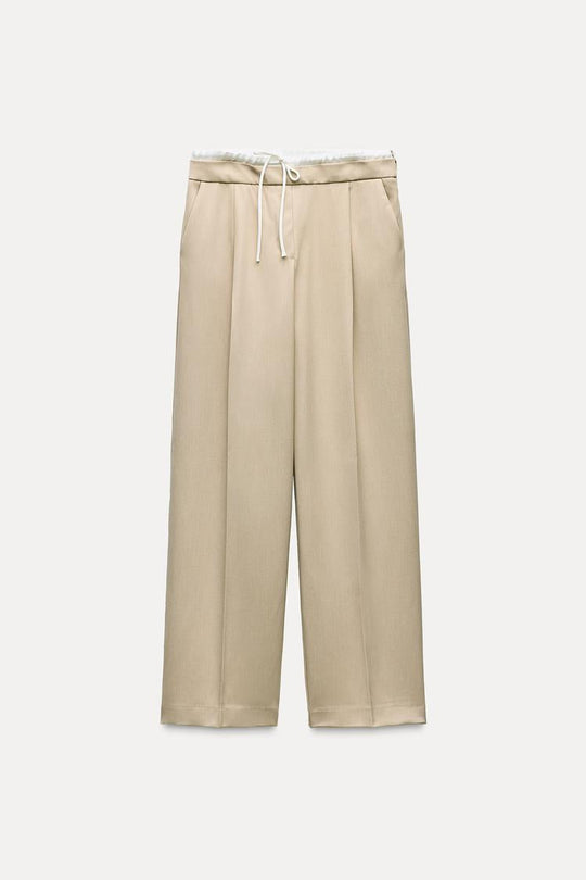 Pantalon large a taille double - Gris anthracite