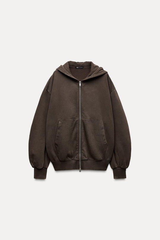 Sweat oversize à zip - Noir