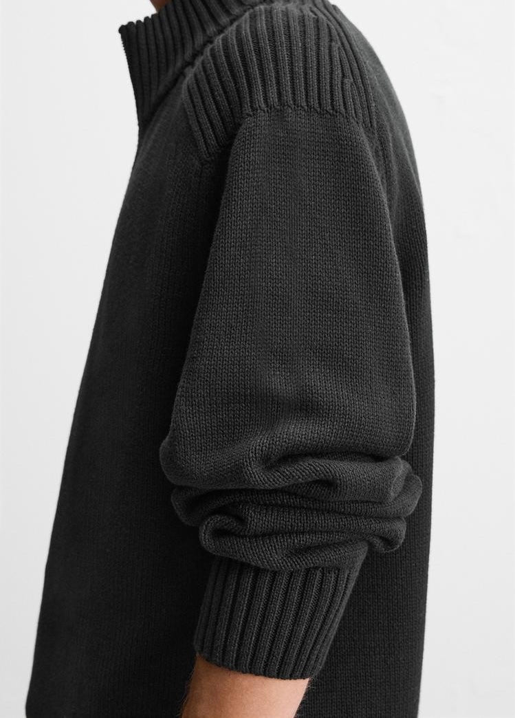 Pull à col cheminée avec zip - Gris Taupe