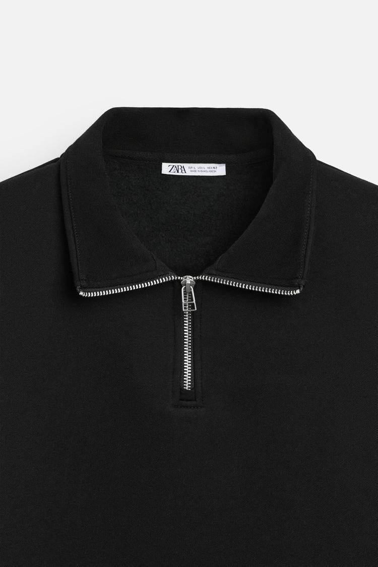 Sweat a zip sur le col - Blanc Cassé