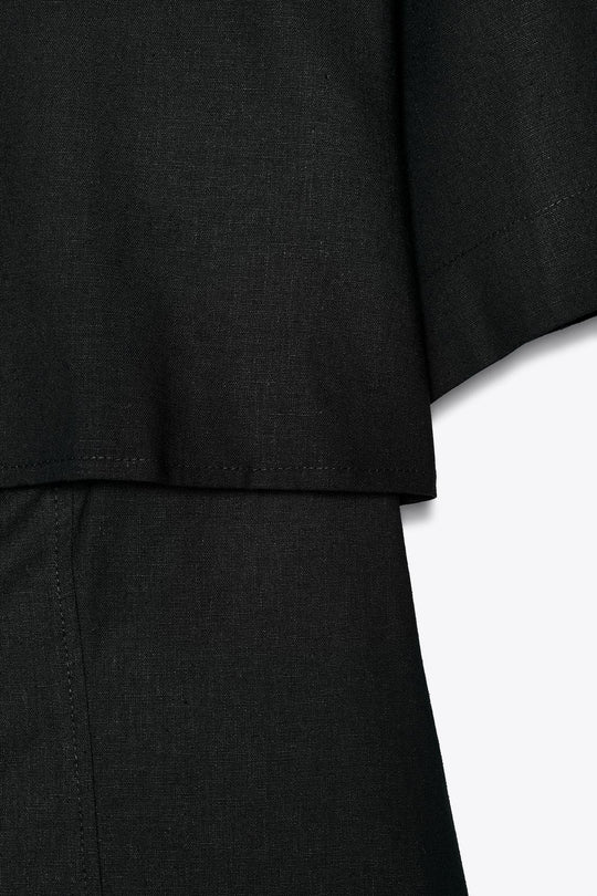 CHEMISE AJUSTÉE AVEC LIN DOUBLE ÉPAISSEUR