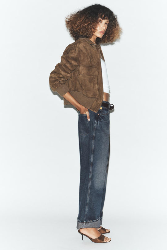 VESTE BOMBER COL MONTANT CÔTELÉ