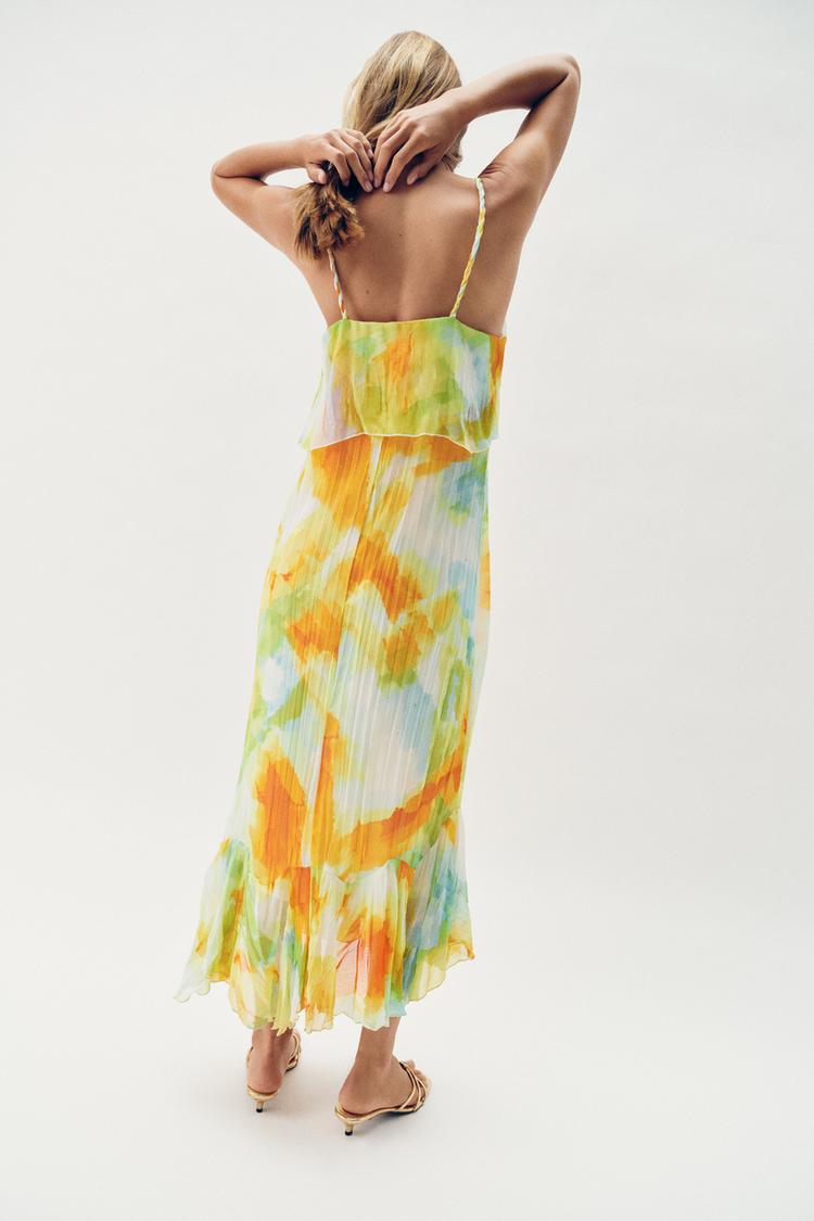 ROBE MI-LONGUE IMPRIMÉE À VOLANTS