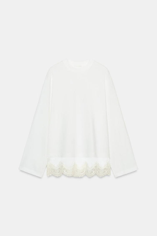T-SHIRT EN MATIERES VARIEES AVEC DENTELLE