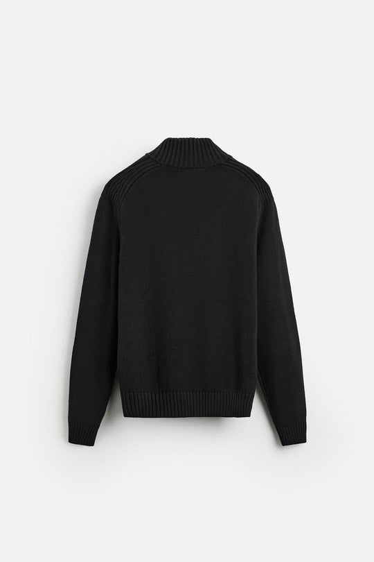 Pull à col cheminée avec zip - Gris Taupe