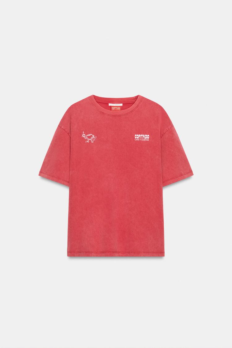 T-SHIRT EFFET DELAVE IMPRIME CORTADO