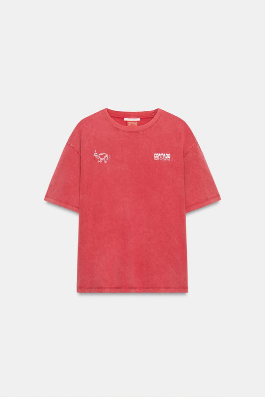 T-SHIRT EFFET DELAVE IMPRIME CORTADO