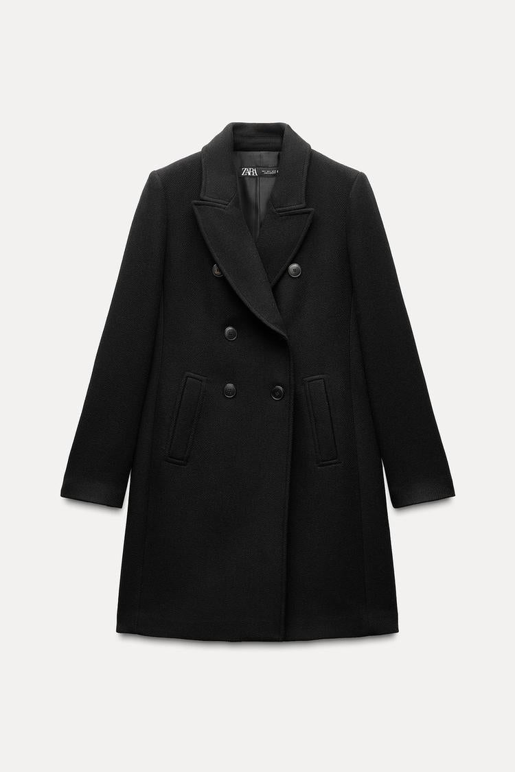 Manteau à boutonnage croisé avec laine - Marron clair