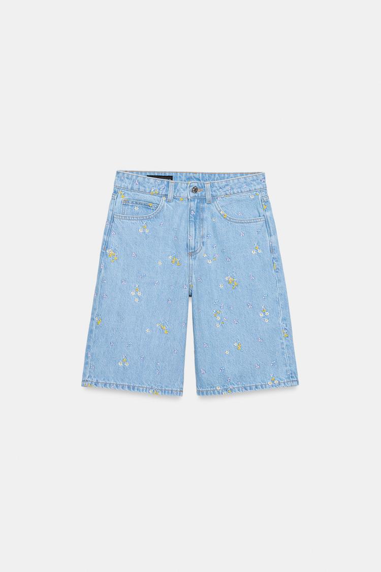 SHORT Z1975 EN JEAN BRODERIES FLEURIES ENSEMBLE