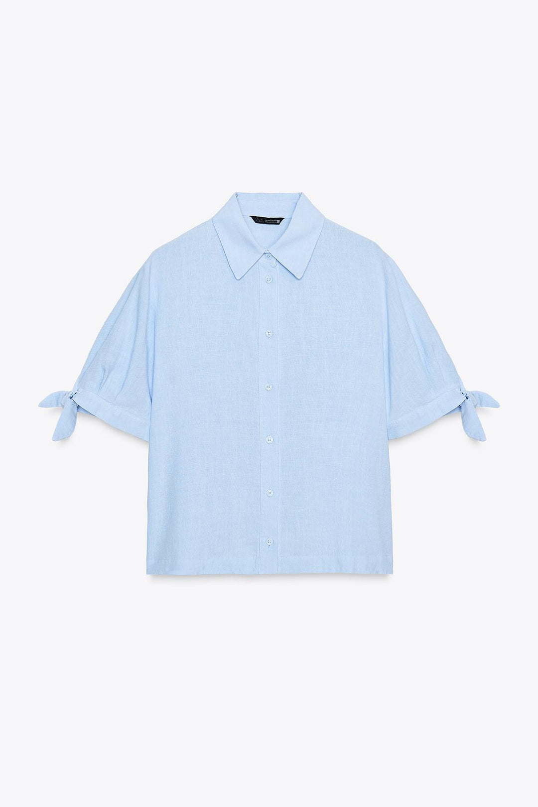 CHEMISE MANCHES COURTES AVEC LACETS EN RAMIE