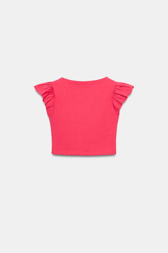 T-SHIRT MANCHES COURTES À VOLANTS